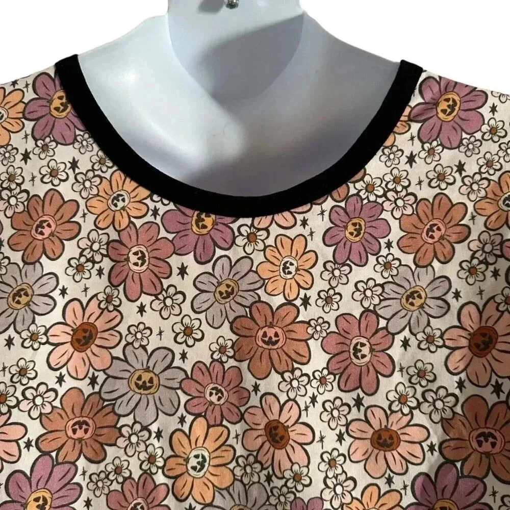 Wild Rich Kids T-Shirt Adult Size XL flower jack-o-lantern pumpkin print - Picture 3 of 10